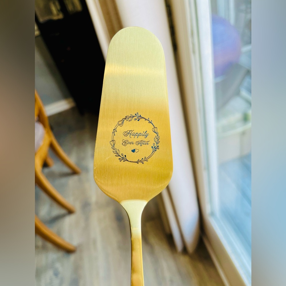 Gold Cake Server with Engraving